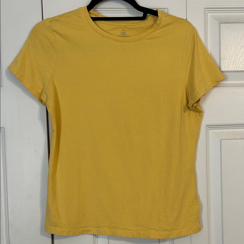 C&C CALIFORNIA Sunny Yellow Short Sleeve T-Shirt Crewneck Organic Cotton Medium